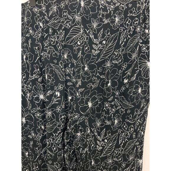 One 5 One Black Floral Wide Leg Pants - Picture 7 of 7